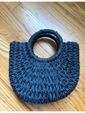 Source Unknown Black Woven Round-Handle Tote